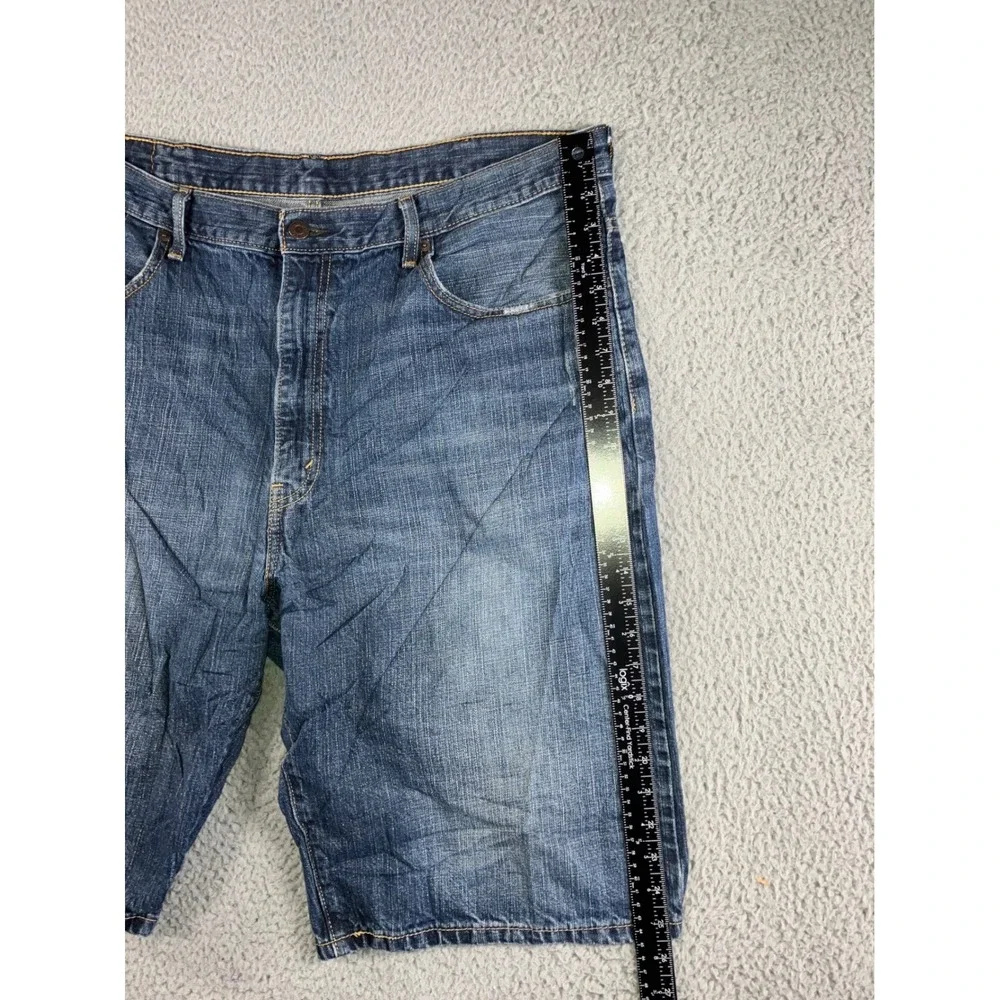 Levis 569 Denim Shorts Men 40 Blue‎ Loose Dark Wash Jorts Whiskered y2k Skater